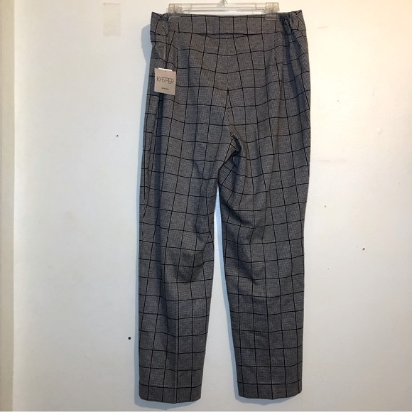 Kasper Houndstooth Trousers in Black & White, Flat Front, Elastic Side, size 14W - Picture 2 of 7